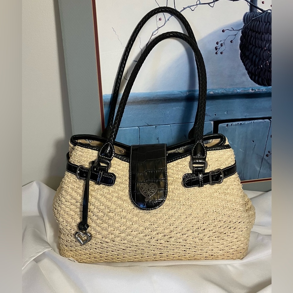 Brighton Black and Tan Woven Shoulder Bag